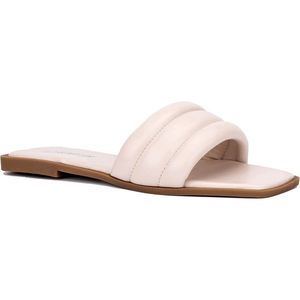 Olivia Miller Women’s Fashion Ladies Shoes PU Leather Quilted Puff Wide Strap 10